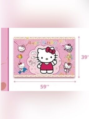 Hello Kitty Pink and White Birthday Backdrop Banner NWT